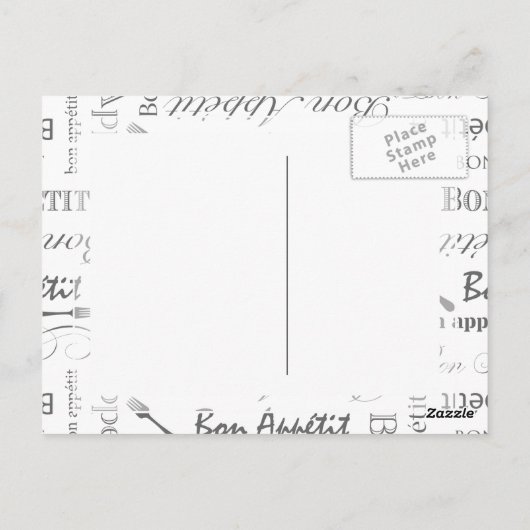 Bon Appetit Classic  Frans Zwart-wit Briefkaart (Achterkant)