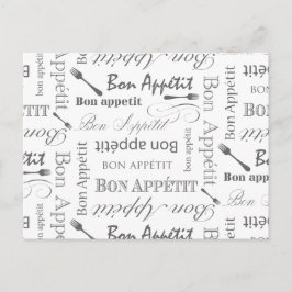 Bon Appetit Classic Frans Zwart-wit Briefkaart