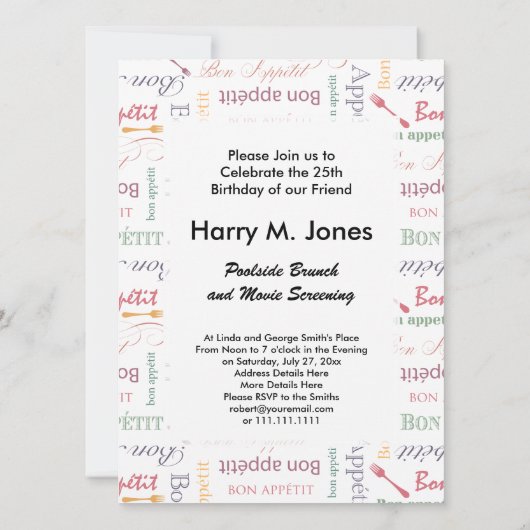 Bon Appetit Classic Pattern Kaart (Achterkant)