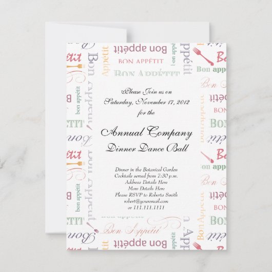 Bon Appetit Classic Pattern Kaart (Achterkant)