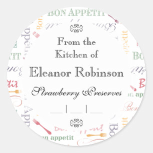 Bon Appetit Classic Pattern Ronde Sticker