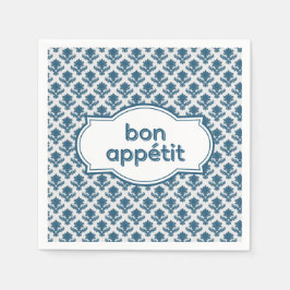 Bon Appetit Elegant French Tapestry Blue White Servet