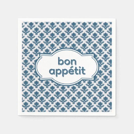 Bon Appetit Elegant French Tapestry Blue White Servet (Voorkant)