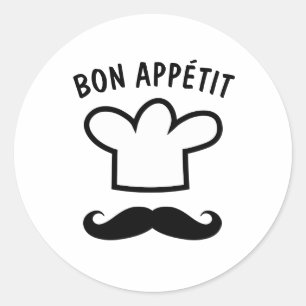 Bon appétit eten stickers met grappige snor