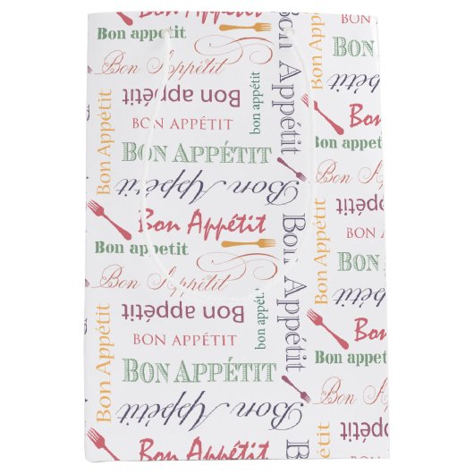 Bon Appetit Frans bistro Pattern Medium Cadeauzakje (Voorkant)