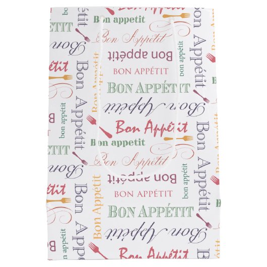 Bon Appetit  Frans bistro Pattern Medium Cadeauzakje (Achterkant)
