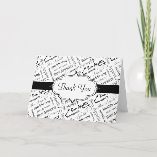 Bon Appetit Frans Diner Party Dank je Bedankkaart (Voorkant)