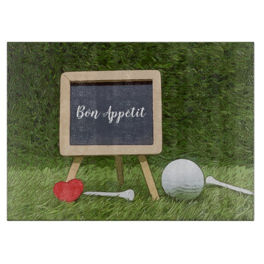 Bon Appétit golfbal met t-shirt en rood hart Snijplank (Voorkant)