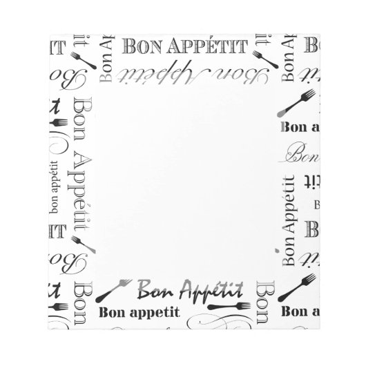 Bon Appetit Gourmet Chef Elegant Pattern Notitieblok (Voorkant)