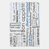 Bon appetit in andere talen - blauw theedoek (Verticaal)