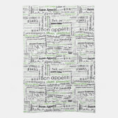 Bon appetit in andere talen - groen theedoek (Verticaal)