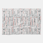 Bon appetit in andere talen Typografie Rood Theedoek (Horizontaal)