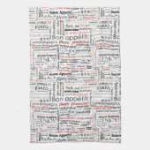 Bon appetit in andere talen Typografie Rood Theedoek (Verticaal)
