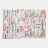 Bon appetit in andere talen Typografie Rood Theedoek (Horizontaal)