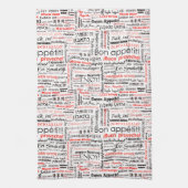 Bon appetit in andere talen Typografie Rood Theedoek (Verticaal)