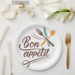 Bon Appétit Keuken Decor Bestek Illustratie Papieren Bordje