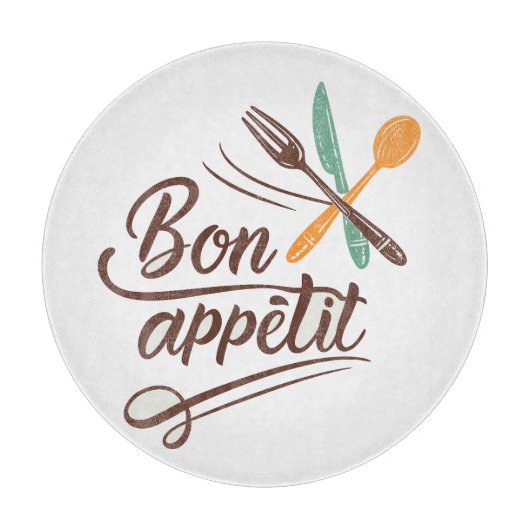 Bon Appétit Keuken Decor Bestek Illustratie Snijplank (Voorkant)