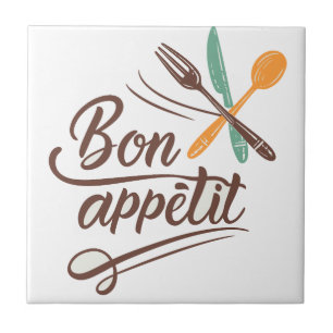 Bon Appétit Keuken Decor Bestek Illustratie Tegeltje