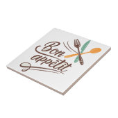 Bon Appétit Keuken Decor Bestek Illustratie Tegeltje (Zijkant)