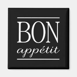 BON APPETIT Kitchen Typografie Citaat Black Magneet