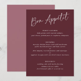 Bon Appétit Merlot Bourgondië Handgeschreven Huwel Menu