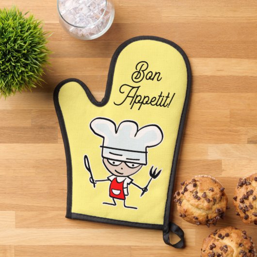 Bon Appétit ovenhandschoen met schattige cartoon c Ovenwant (Top down)