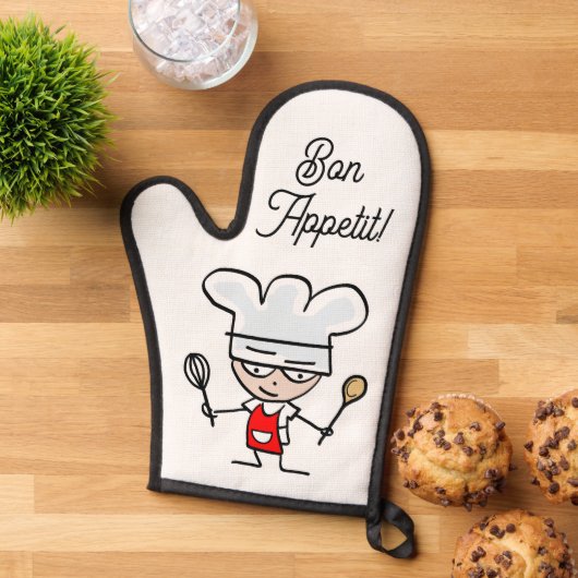 Bon Appétit ovenhandschoen met schattige cartoon c Ovenwant (Top down)