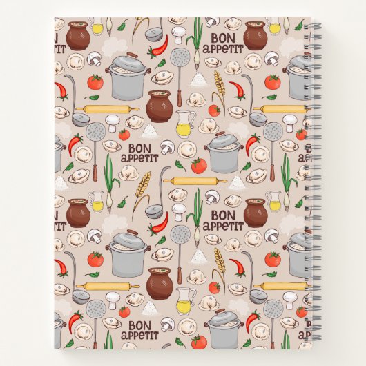 Bon Appetit Pattern Personalized Recipe Notitieboe Notitieboek (Achterkant)