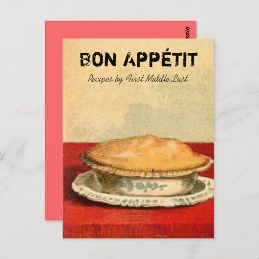 Bon Appetit Pie Recipe Card Briefkaart (Voorkant / Achterkant)