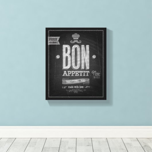  Bon Appetit Poster - Chalkboard Canvas Afdruk (Insitu (Houten vloer))