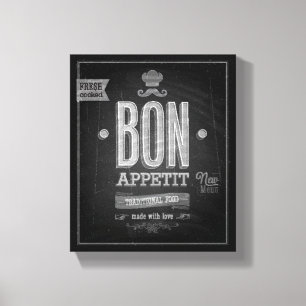 Bon Appetit Poster - Chalkboard Canvas Afdruk