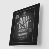 Bon Appetit Poster - Chalkboard Vierkante Klok (Hoek)