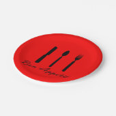Bon Appetit Red en Black Paper Borden Papieren Bordje (Gekanteld)