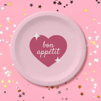 Bon Appetit Roze Galentines Dag Feest Papieren Bor Bordje