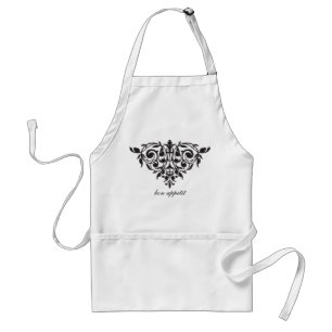 Bon appetit silhouette damask chandelier apron standaard schort