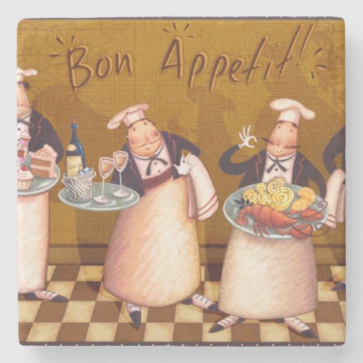 Bon Appétit Stenen Onderzetter (Voorkant)