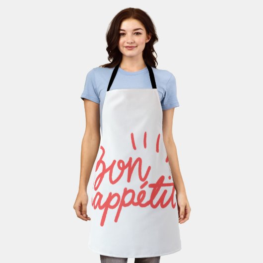 Bon appetit-tekst schort (Gedragen)