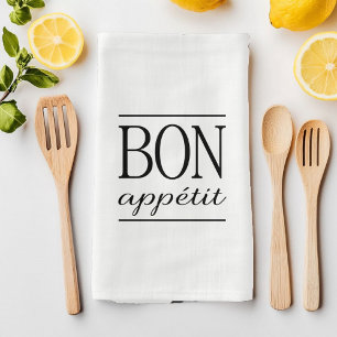 BON APPETIT Typografie Foodie Citaat Theedoek