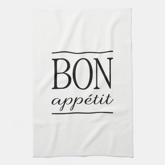 BON APPETIT Typography Foodie Quote Theedoek (Verticaal)