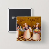 Bon Appétit Vierkante Button 5,1 Cm (Voorkant /achterkant)