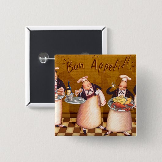 Bon Appétit Vierkante Button 5,1 Cm (Voorkant /achterkant)