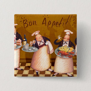 Bon Appétit Vierkante Button 5,1 Cm