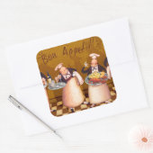 Bon Appétit Vierkante Sticker (Envelop)