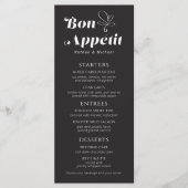 Bon Appetit Weddenschap Dinner Black White Menu (Voorkant)