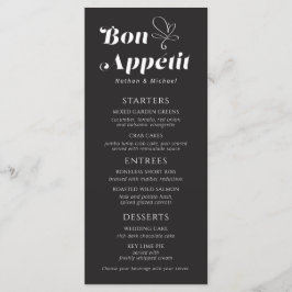 Bon Appetit Weddenschap Dinner Black White Menu