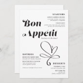 Bon Appetit Weddenschap Dinner Black White Menu (Voorkant / Achterkant)