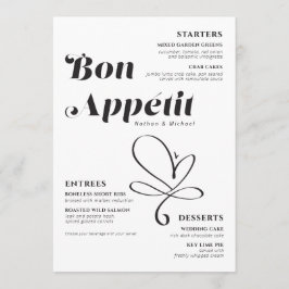 Bon Appetit Weddenschap Dinner Black White Menu