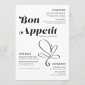 Bon Appetit Weddenschap Dinner Black White Menu (Voorkant)