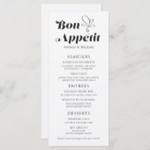 Bon Appetit Weddenschap Dinner Black White Menu (Voorkant / Achterkant)