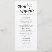 Bon Appetit Weddenschap Dinner Black White Menu (Voorkant)